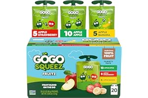 Howan GoGo Squeez Applesauce, Variety Pack (Apple/Banana/Strawberry), 3.2 Ounce (20 Pouches), Gluten Free, Vegan Friendly, Un