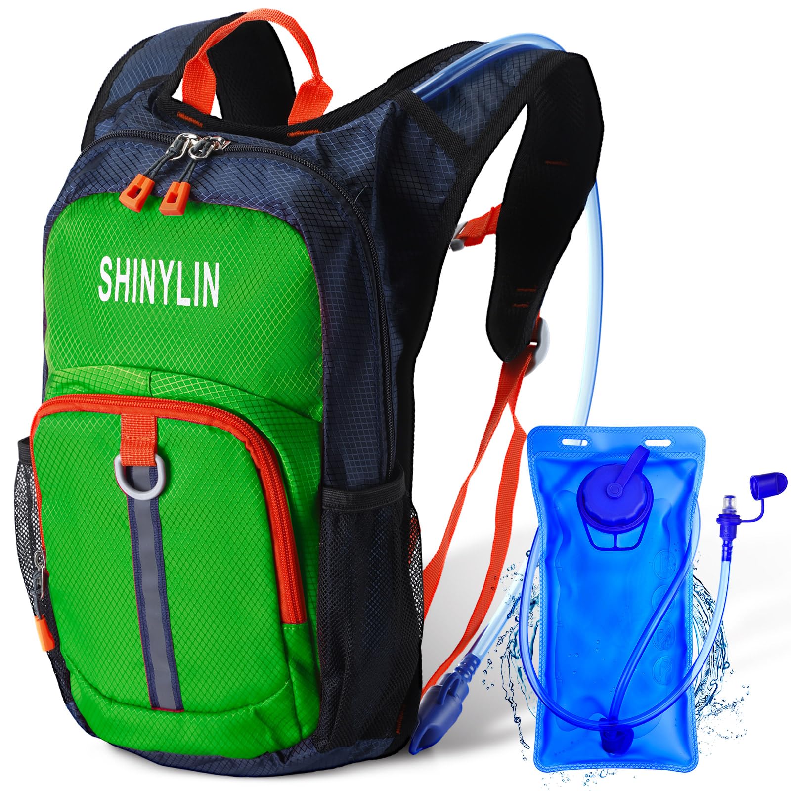 Photo 1 of Shinylin Kids Hydration Backpack with 1.5L Water Bladder Hiking Backpack Lightweight for Boys or Girls Children Biking Climbing Running Cycling(Green)
