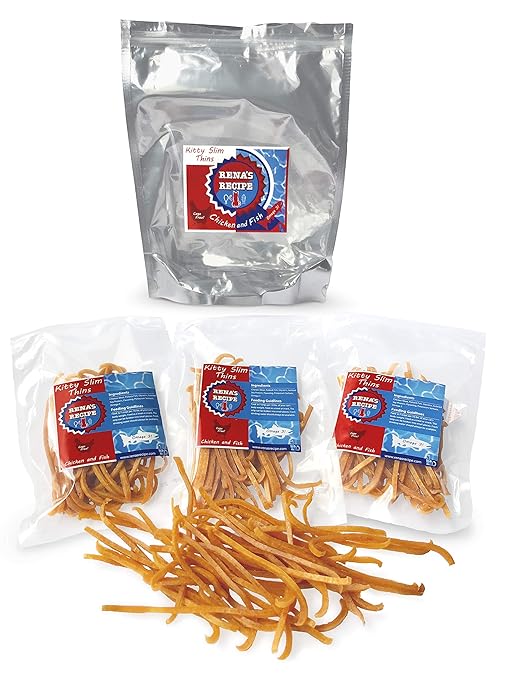 Renas Recipe Kitty Slim Thins Chicken And Fish 15 Oz 48g X 3 Bags Thinly Sliced Cage Free Chicken And Pollock Cat Treats Renas Recipe Kitty Slim Thins Chicken And Fish 15 Oz 48g X 3 Bags Thinly Sliced Cage Free Chicken And Pollock Cat Treats