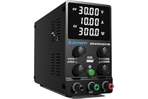 Jesverty DC Power Supply Variable, 0-30V 0-10A Adjustable Switching DC Regulated Bench Power Supply with High Precision 4-Dig