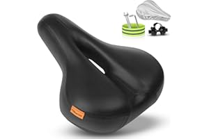 FitHeart Joy Oversized Bike Seat for Men Women, Comfortable Peloton Bike Seat Cushion, Bike Saddles with Dual Shock Absorbing Ball Memory Foam, Wide Bicycle Saddle Fit for Road Bikes, 350 lbs Capacity