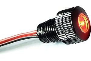 Oznium Brightest Light Bolt - Flush Mount 12V LED Light for Bumper, Grille, Cars Interior, Dash, Ambient Lighting, Motorcycle w/Sleek Aluminum Housing & Screw Nut (11 mm Black, Red LED)