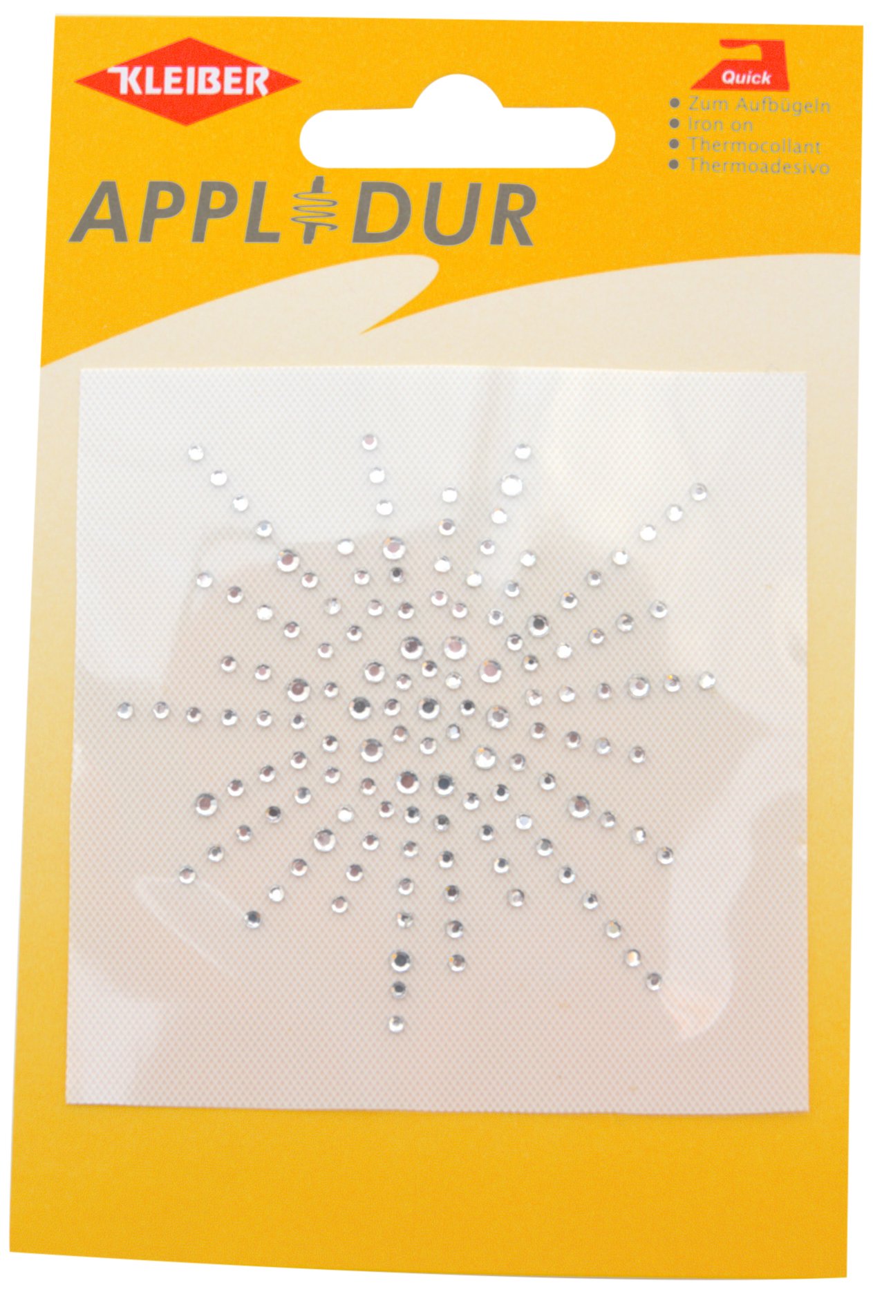 Kleiber 8 x 8 cm Iron-On Rhinestone Diamond Effect Diamonte Transfer, Sun — image 1