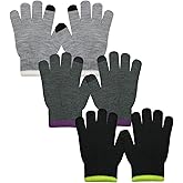Evridwear Kids Winter Gloves, 3 Pairs Touchscreen Knitted Warm Stretch Gloves for Boys and Girls Cold Weather