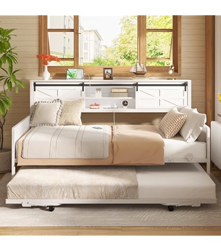 Amazon.com: Harper & Bright Designs Twin Canopy Bed with Storage