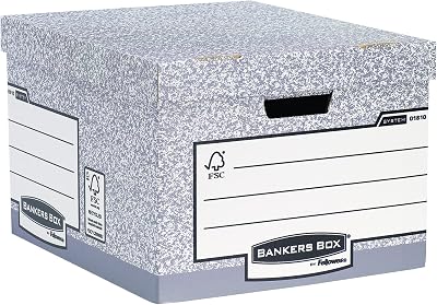 BANKERS BOX 10 Large System Storage Box with Lids Grey W38 x H28.7 x D43cm