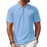 PJ PAUL JONES Mens Polo Shirts Short Sleeve Casual Textured Knit Polo Shirt for Men Golf Collared