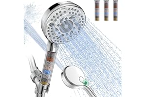 Filtered Shower Head with Handheld, 9-Spray Mode High Pressure Detachable Shower Head with Filters for Hard Water - Remove Ch