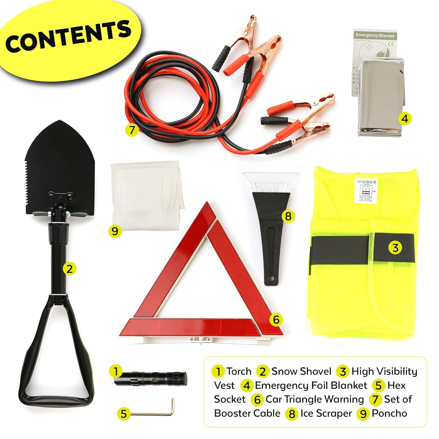 Cavi di Avviamento del Ponticello,Giubbotto Riflettente,Triangolo