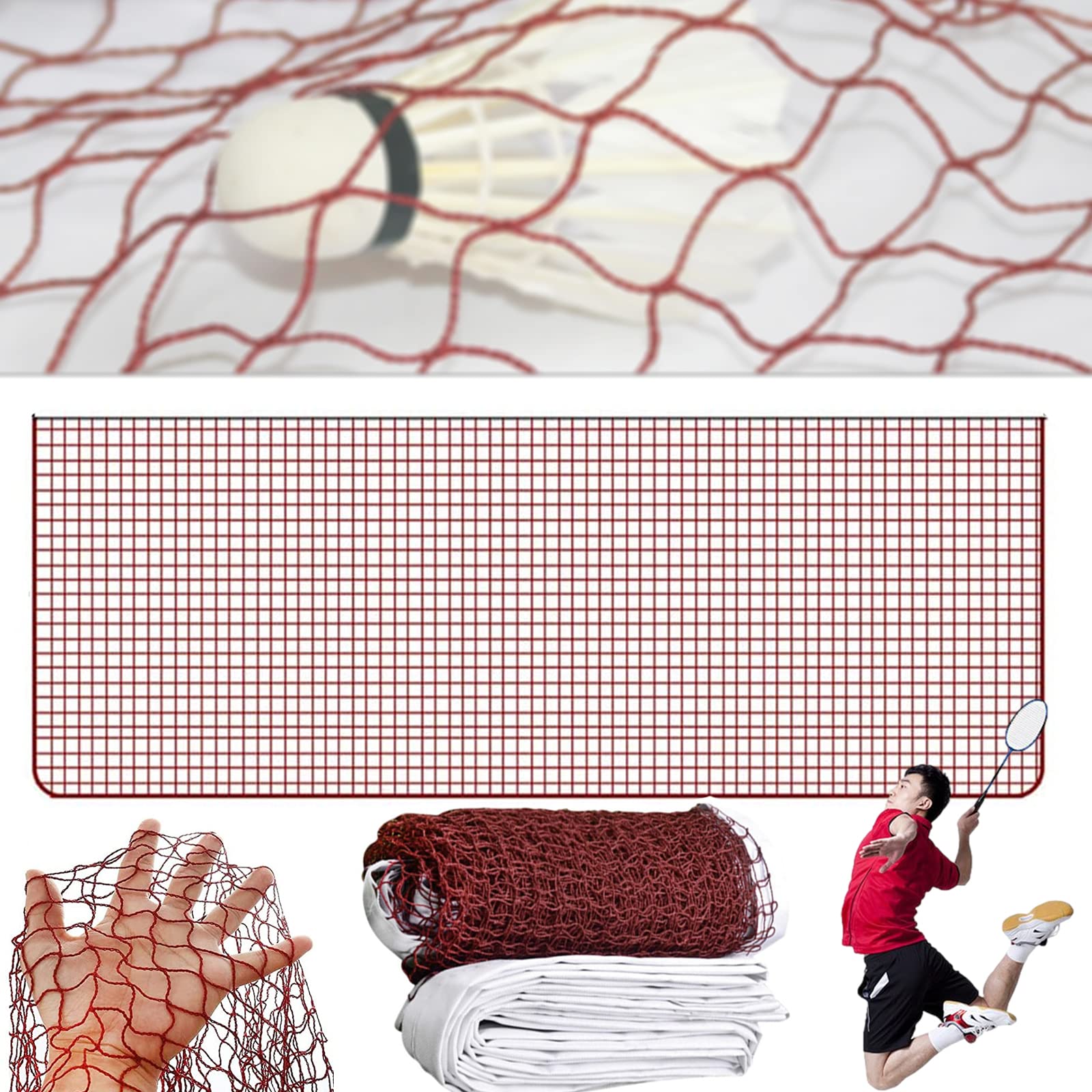 WTpin 1 x portable volleyball net, foldable shuttlecock net, adjustable badminton net, suitable for outdoor sports