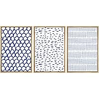 SIGNWIN Framed Canvas Print Wall Art Pattern of Blue Shapes Decorative Patterns Illustrations Abstract Contemporary Portrait Dark for Living Room, Bedroom, Office - 16
