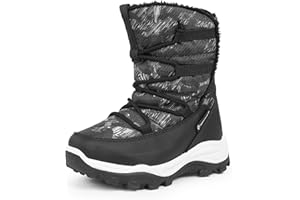 EQUICK Boys Girls Winter Boots Waterproof Lightweight Kid Snow Boots with Fur Outdoor (Toddler/Little Kid/Big Kid)