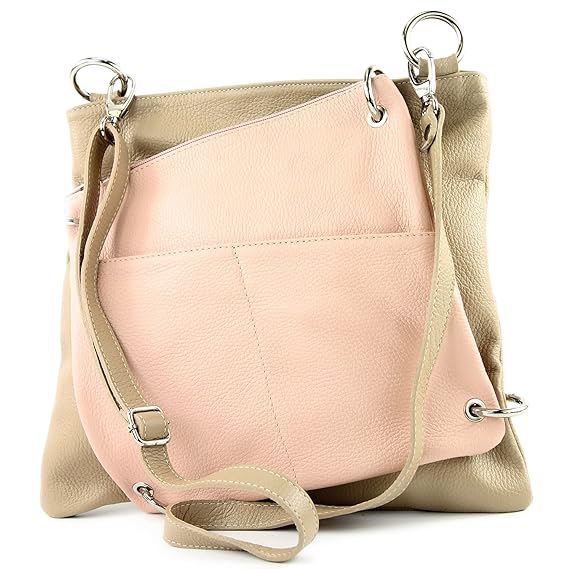 modamoda de - T140 - ital Messenger-/Umhängetasche 2in1 Leder