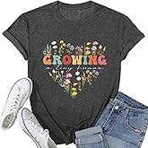 Women Pregnancy Announcement Shirts Maternity Shirt Growing A Tiny Human Floral Graphic Tee Gender Reveal Ideas