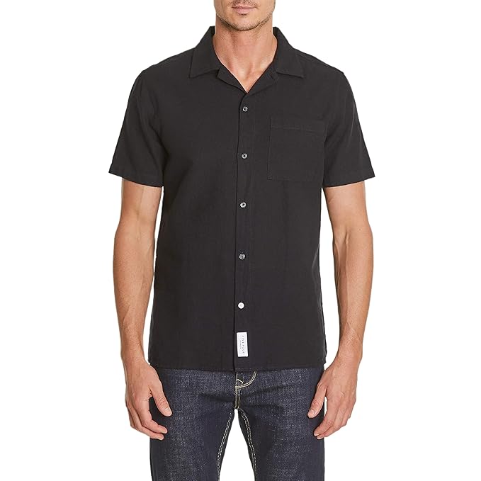 Buy Five Four Men's Trenten Short Sleeve Cotton Linen Button Down Shirt