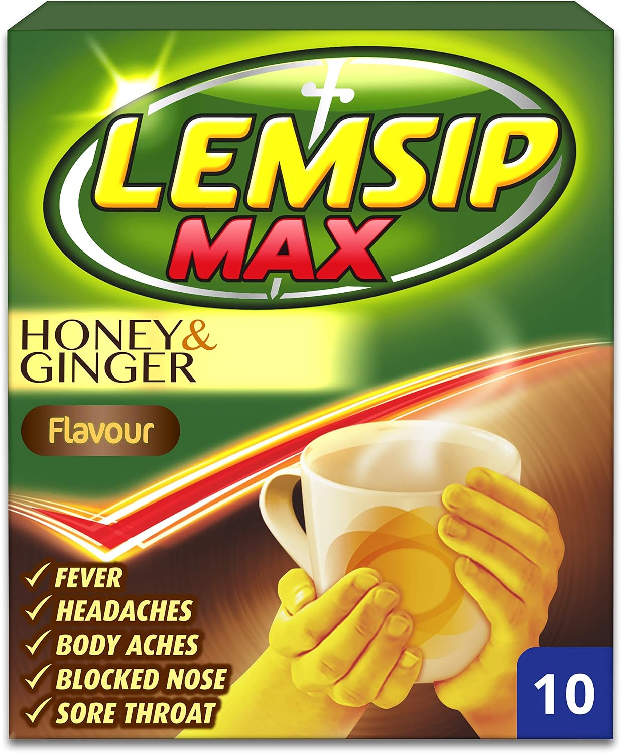 Lemsip Max Honey & Ginger Sachets, Pack of 10, 10 Count (Pack of 1)