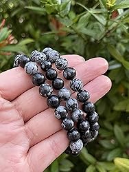 Snowflake Obsidian Crystal Bead Bracelet