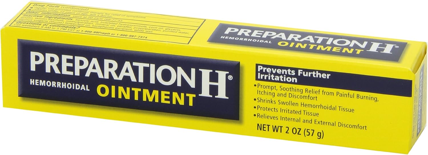Preparation H (2.0 Ounce, 1 Tube per Box) Hemorrhoid Symptom Treatment Ointment, Itching, Burning & Discomfort Relief, Tube, (Pack of 2): Health & Personal Care
