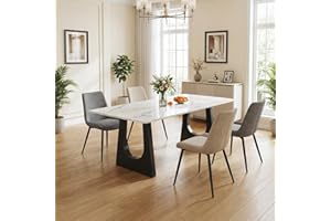 NOBBAT Dining Table Rectangular Kitchen Table for 4-6 with Metal Legs Modern Sintered Stone Easy Assembly for Kitchen Dining 