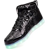 PYYIQI Glitter Led Shoes Light Up Shoes High Top Sneakers for Women Men Flashing Dancing Shoes for Halloween Christmas Party with USB Charging