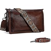 Iswee Leather Bag Crossbody Bag for Woman Purses and Handbag Shoulder Bags Medium Pocketbooks Detachable Long Straps Satchel