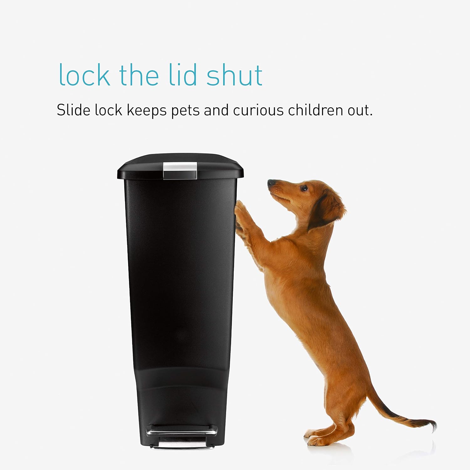simplehuman Slim Kitchen Step Trash Can With Secure Slide Lock, 40 Liter / 10.6 Gallon, Black Plastic: Home & Kitchen