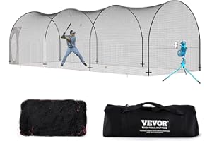 VEVOR Baseball Batting Cage, Softball and Baseball Batting Cage Net and Frame, Practice Portable Cage Net with Carry Bag, Hea