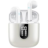 Jesebang Wireless Earbuds, Bluetooth 5.4 Headphones HiFi Stereo, Bluetooth Earbuds with ENC Noise Cancelling Mic, 36H LED Display Ear Buds, IPX7 in Ear Earphones for Phone Tablet Laptop Sports, White