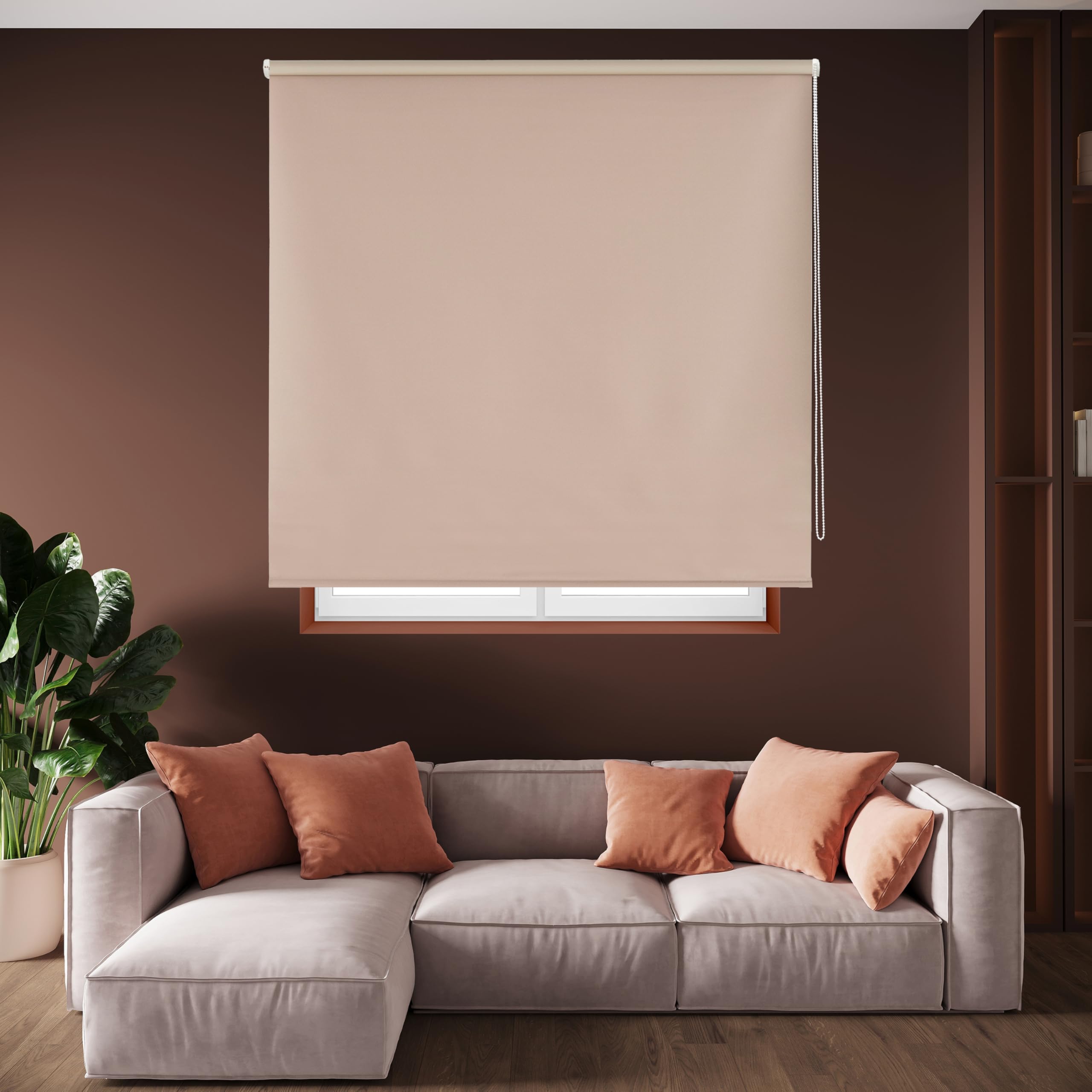 Blindecor Draco - 100 Percent Opaque Roller Blind, 120x230 cm, Light Brown