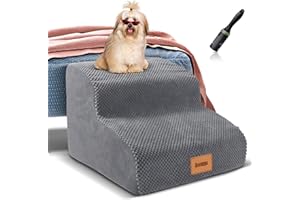 Lesnox Foam Dog Stairs, 2-Step, Pet Stairs/Steps with Waterproof Cover, Non-Slip, Dog Ramp/Ladder for Couch Sofa, Dog Step for Small Dogs Cats with Old/Injured/Short-Legged, 11.8" H