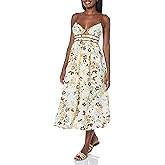 Moon River Womens Floral V Neck Sleeveless Cut-Out Shirred Midi Dress