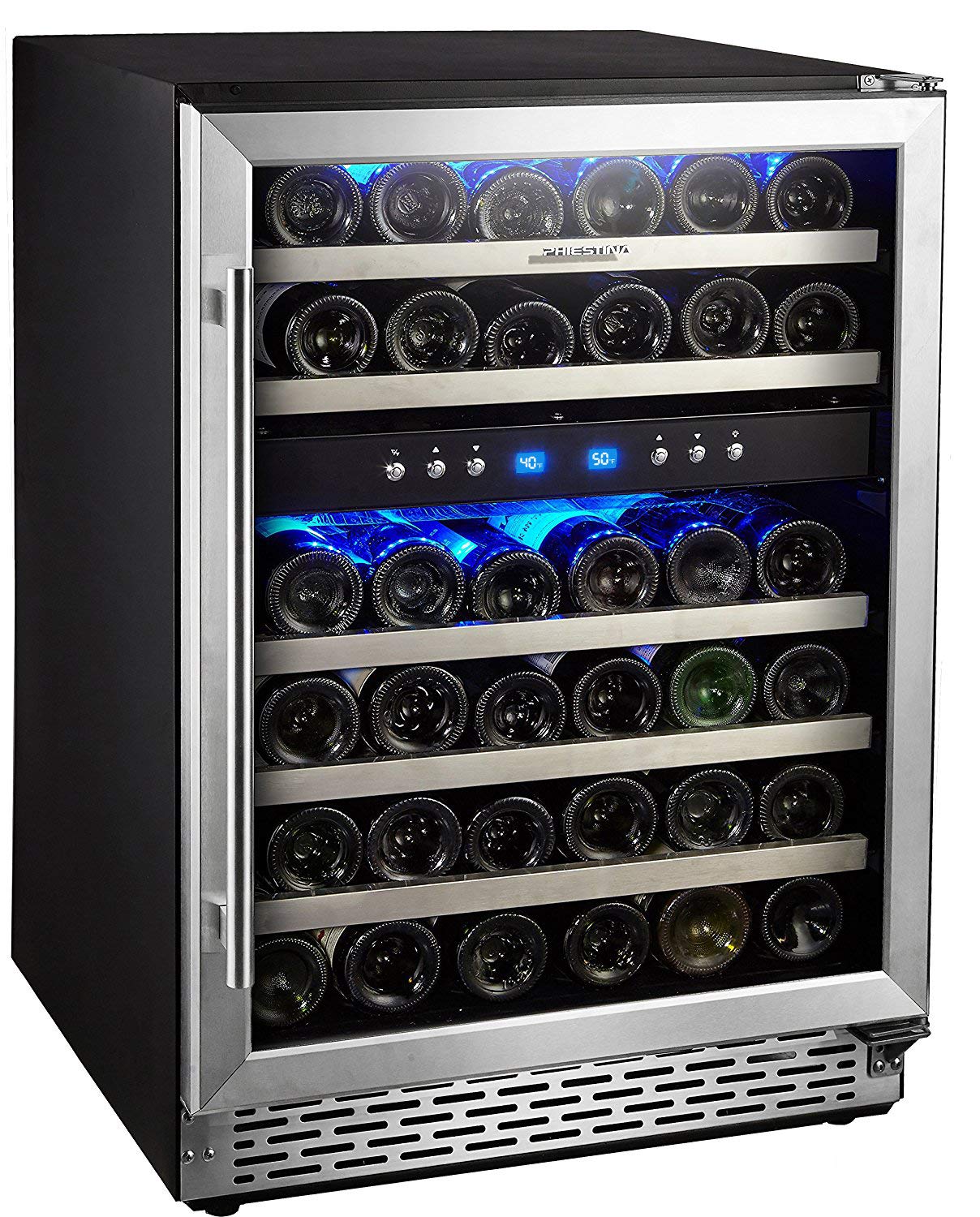 Phiestina 24 Inch Builtin or FreeStanding 46 Bottle Wine Cooler