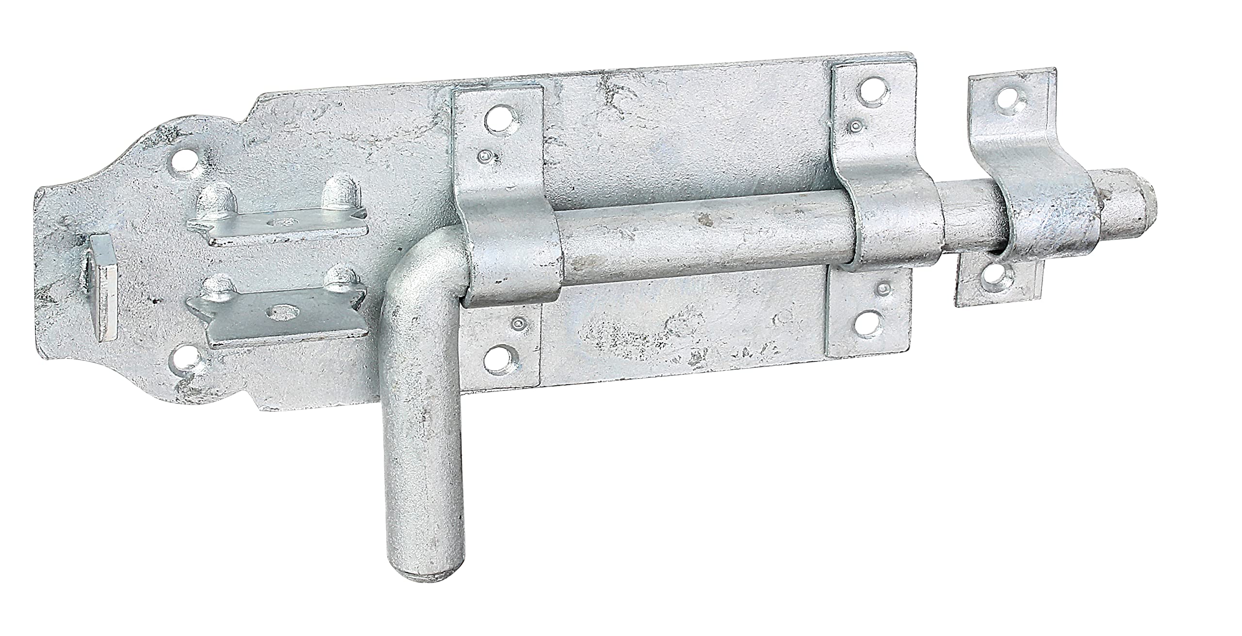 Bolt Lock with Round Handle and Fixed Tab, galvanised., 124366