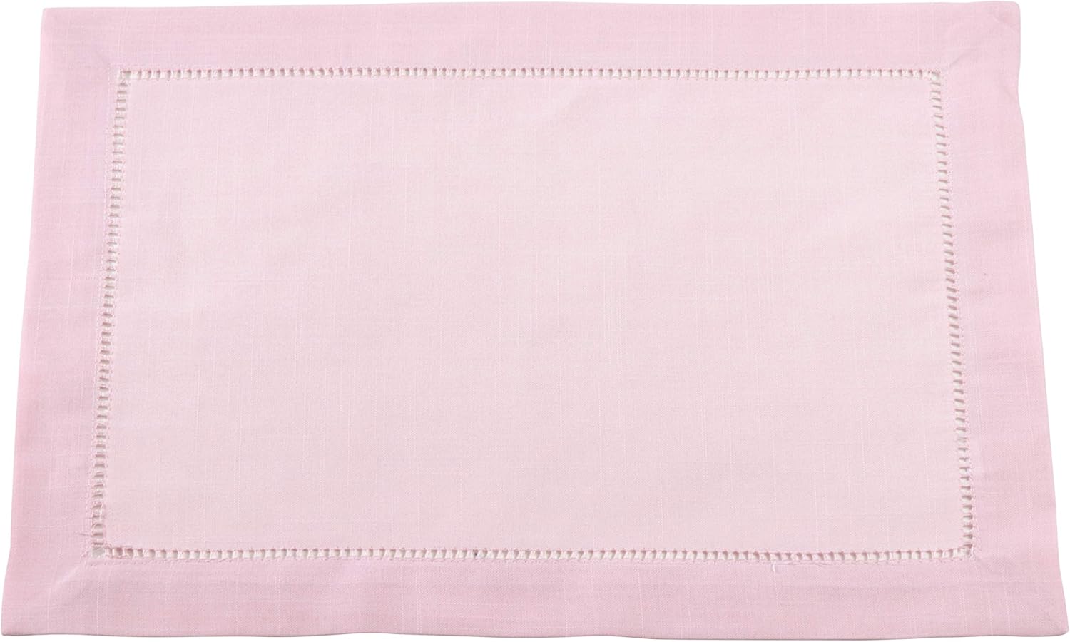Classic Hemstitch Border Placemats (Set of 12) Pink Oblong Polyester Home & Kitchen