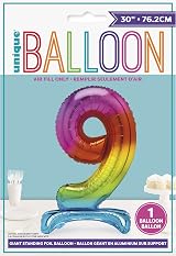Unique 13269 Giant Standing Foil Number 9 Balloon Rainbow 76 cm view 2
