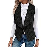 SISKIN Women's Fuzzy Fleece Cardigan Vest Waterfall Collar Sleeveles Cropped Jacket Cozy Open Front Outwear