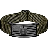 GLITTO Valentines Day Gifts for Him - Initial Bracelet for Men Boys, Green American Flag Wrist Bracelets Military Jewelry for Kids Boy Teen Teenage Boyfriend