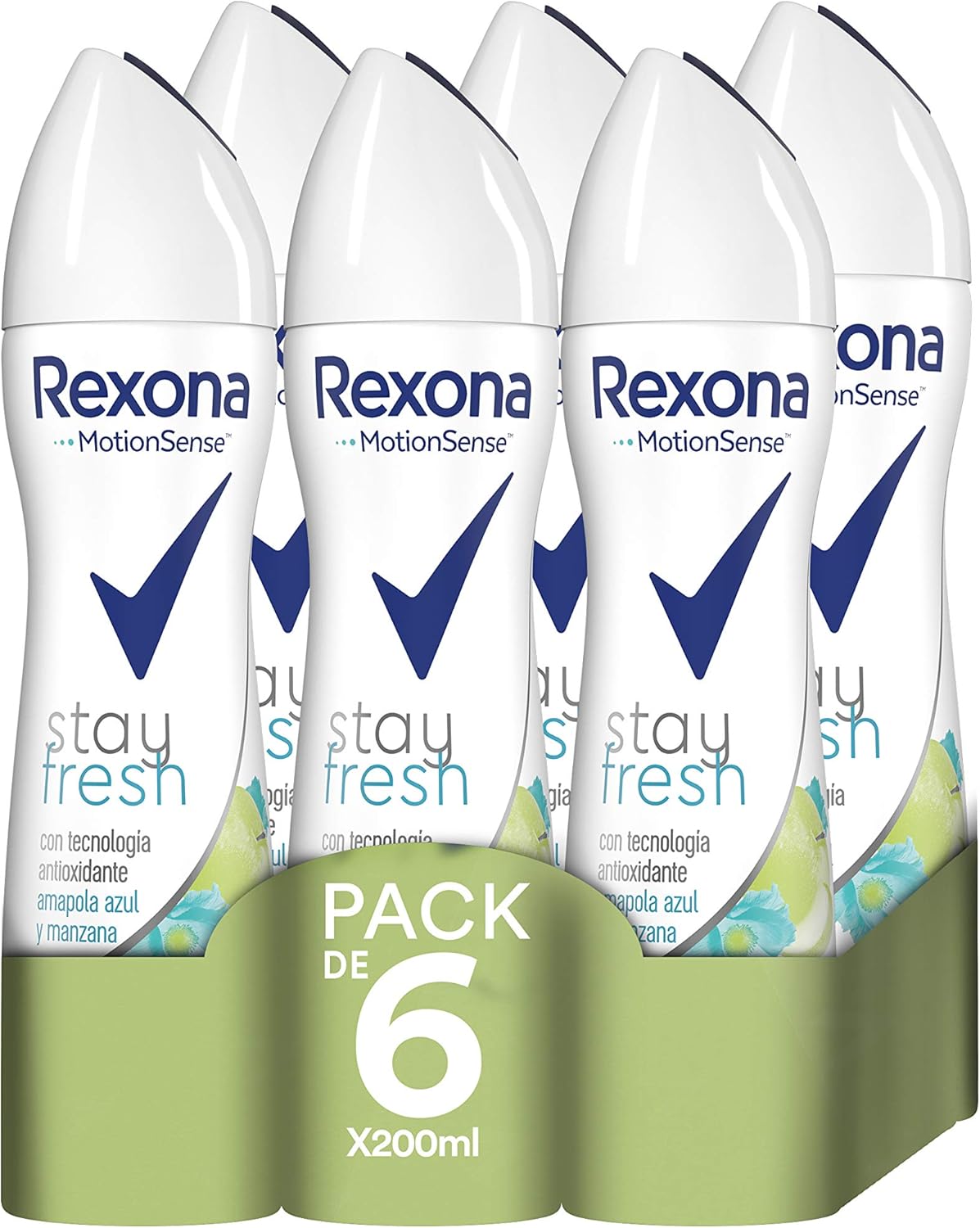 Rexona Stay Fresh Desodorante Antitranspirante Manzana Pack de 6 x