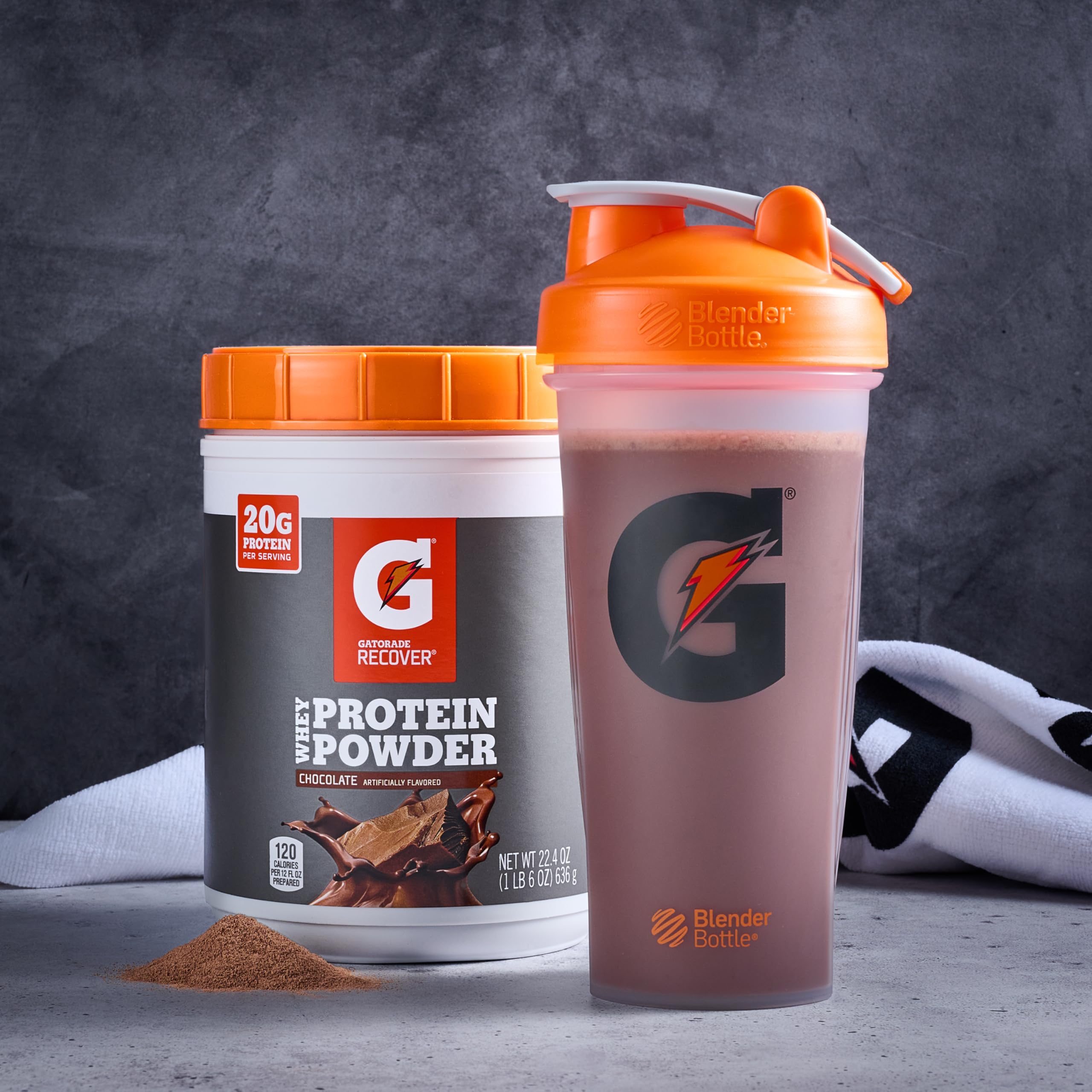 Gatorade Whey Protein Powder, Chocolate, 22.4 Ounce (20 servings per canister, 20 grams of protein per serving)