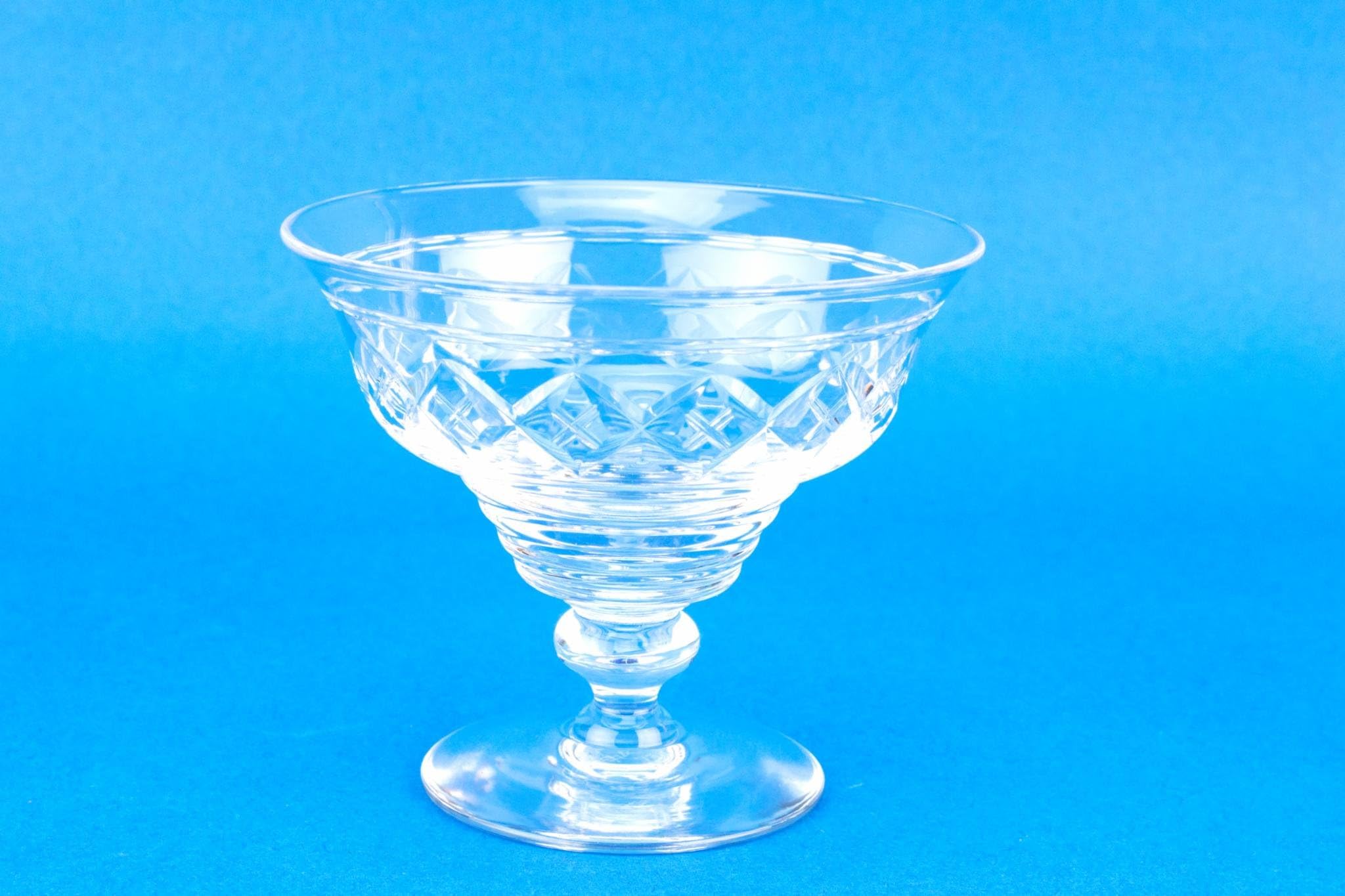 Champagne Saucer Cut Glass Art Deco Stuart Crystal Vintage English 1930s Medium Stem