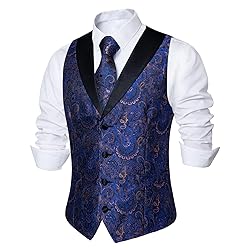 DiBanGu Mens Vest and Tie Set Formal Paisley