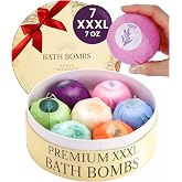 AdeleGourdain Large Bath Bombs for Women, L 7pc Birthday Gifts for Women | Bathbombs Bath Gift Set for Women - 7 Spa Scents - Gift Box Included - Non-Staining - Fizzy Bathbombs for Adults - Large 7oz