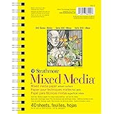 Strathmore 300 Series Mixed Media Paper Pad, Side Wire Bound, 5.5x8.5 inches, 40 Sheets (117lb/190g) - Artist Paper for Adult