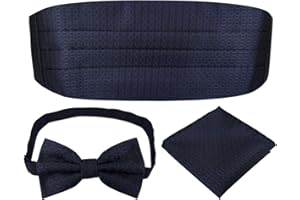 KOOELLE Cummerbunds Belt & Men's Bow Tie & Pocket Square - For Men's Black Tie Events