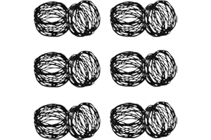 Kaizen Casa Handmade Decorations Black Napkin Rings Set of 12 Metal Mesh for Weddings Dinner Parties or Every Day Use (Black,