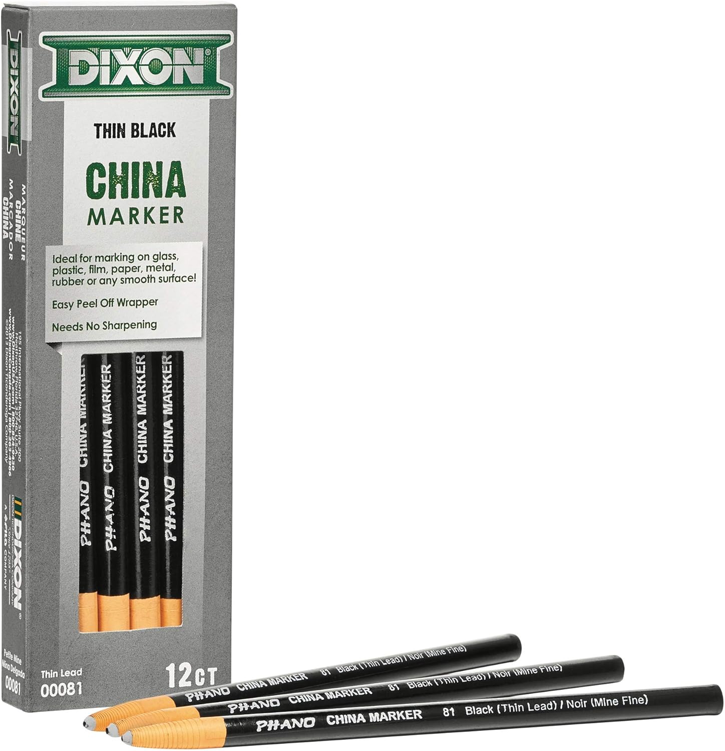 Dixon China Marker, Black, Dozen (00081) : Office Products