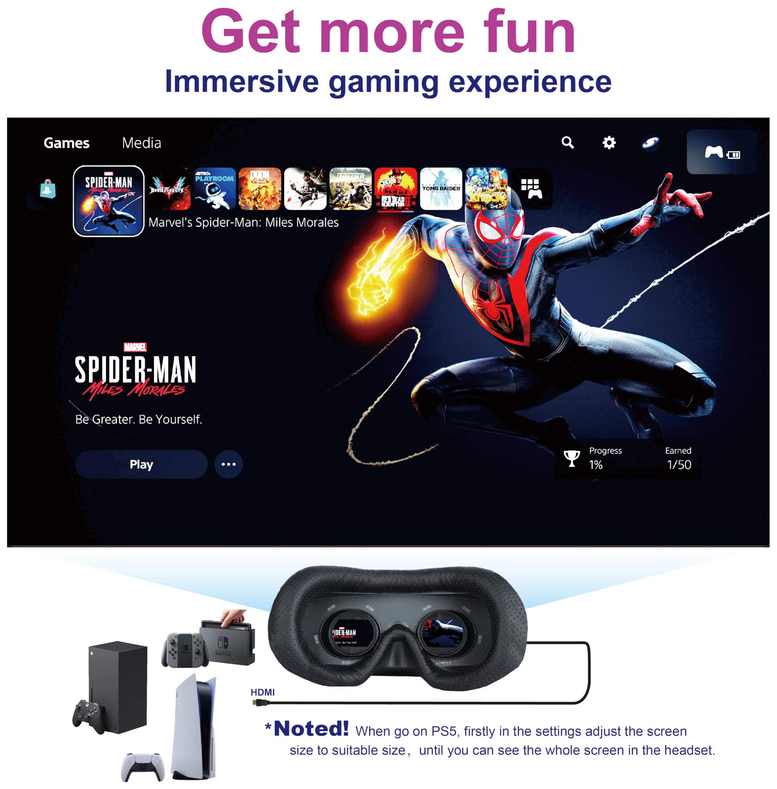 Bigeyes H3 Personal Mobile Movie Cinema,HDMI Input,Built in Battery,Not VR/AR,Connect to Various Multimedia Signal Source Devices.HDMI Glasses,Headset,Goggles,and Monitor(Bigeyes H3)