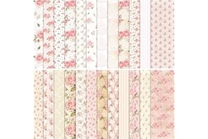 24 Sheets Scrapbook Paper Pad - 6x6 Inch Vintage Floral Craft Paper for DIY Card Making, Scrapbooking, Journal & Photo Album 