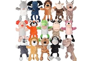 Wettarn 15 Pcs Animals Hand Puppets Kids Hand Puppets Bulk Animal Soft Plush Hand Puppets with Open Movable Mouth Safari Zoo 