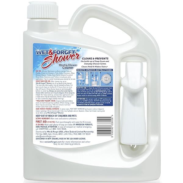 WET & FORGET SHOWER CLEANER SPRAY MULTI-SURFACE WEEKLY APPLICATION REQUIRES NO SCRUBBING, BLEACH-FREE FORMULA, READY TO USE, FRESH SCENT, 3 MONTHS OF CLEANING, 64 FLUID OUNCES, 1 PACK